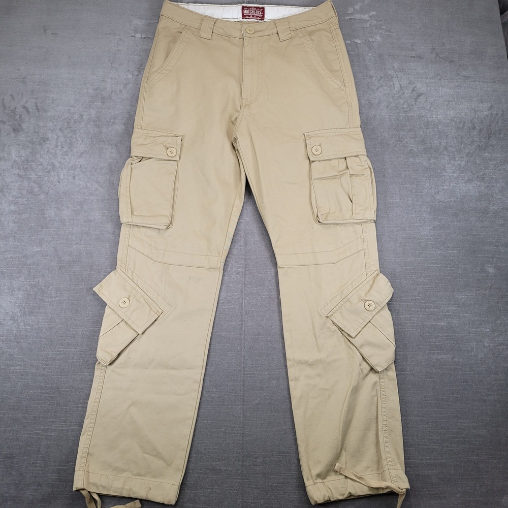 Matchstick Vintage Cargo Pants Utility Workwear Khaki Drawstring Mens Sz 32x31